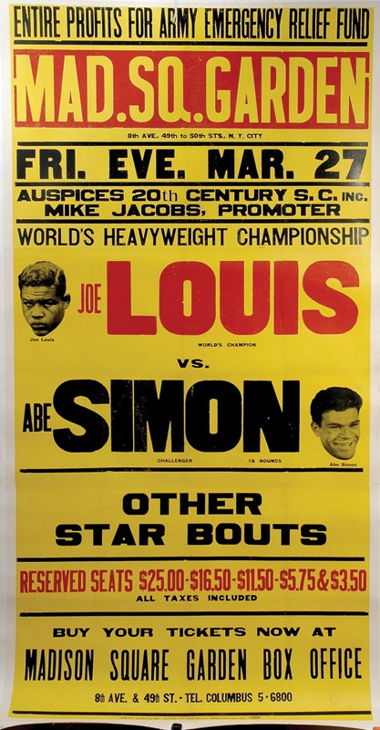 Muhammad Ali & Boxing - Huge Joe Louis vs. Abe Simon On Site Fight Poster