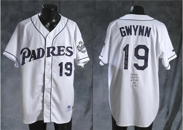 Baseball Equipment - 1999 Tony Gwynn Jersey Worn For Hits #2,932 & 2,933