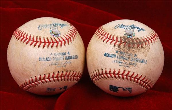 Baseball Equipment - Palmerio 500 HR MLB Authentic Game Used Baseballs (2)
