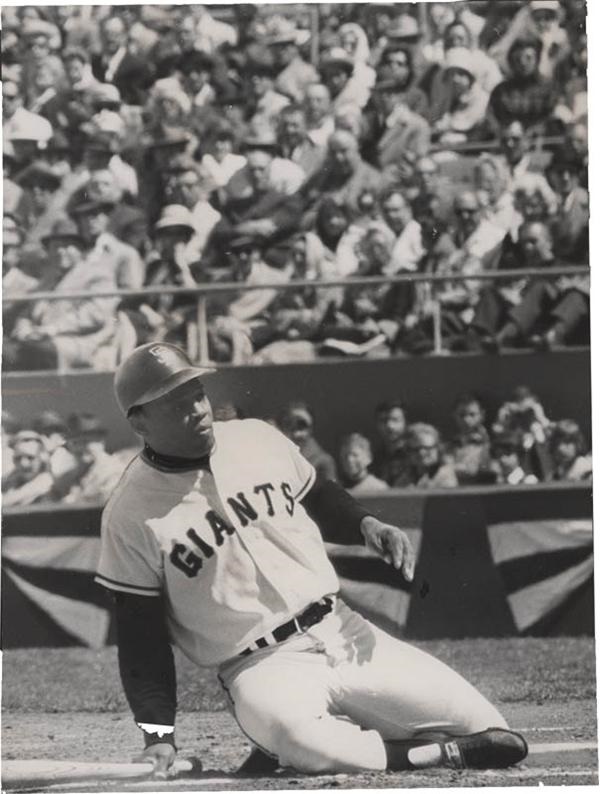 The John O'connor Signed Baseball Collection - 1963 Willie Mays Gets Dusted Wirephoto