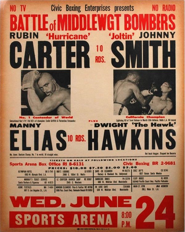 Muhammad Ali & Boxing - Rubin "Hurricane" Carter Boxing Broadside (1964)