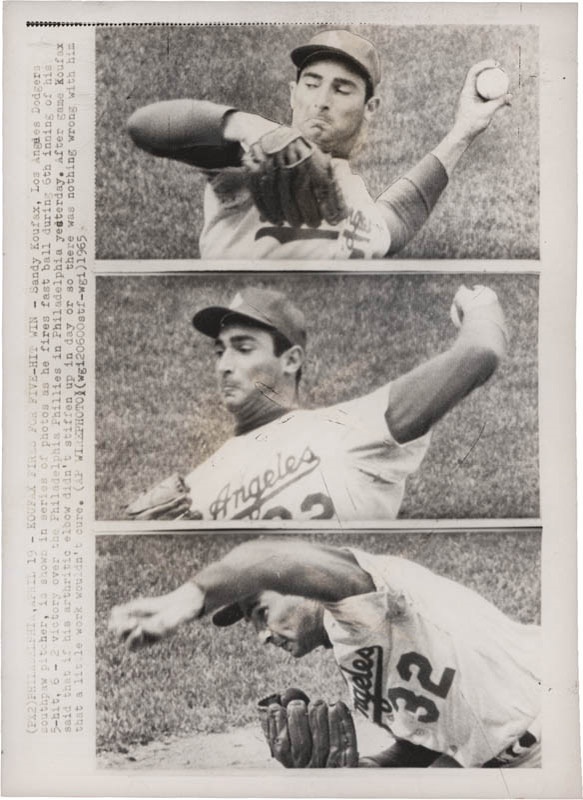 The John O'connor Signed Baseball Collection - 1965 Sandy Koufax Wire Photo