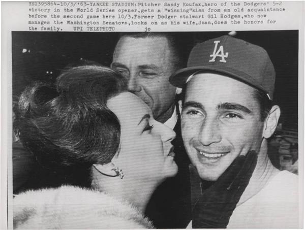 The John O'connor Signed Baseball Collection - 1963 Sandy Koufax Wire Photo