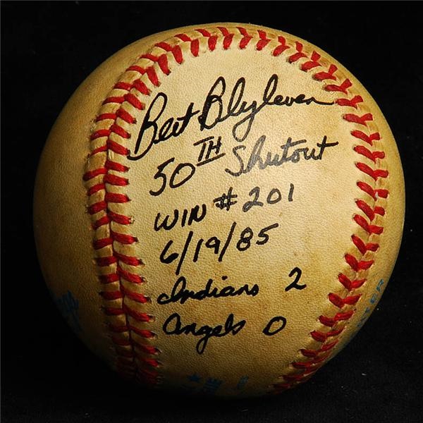 Baseball Equipment - Bert Blyleven 50th Career Shutout Signed Game Used Baseball