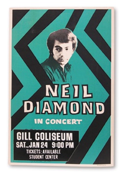 1970 Neil Diamond Cardboard Concert Poster (15x22.5")