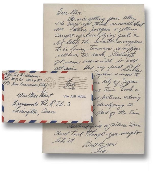 Baseball Autographs - 1953 Ted Williams Signed Handwritten Letter with Signed Envelope