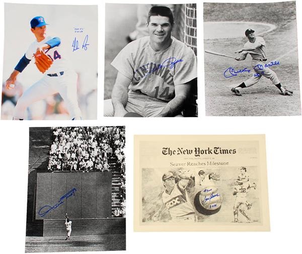 Baseball HOFer and Stars Signed 11 x 14'' Photos (5)