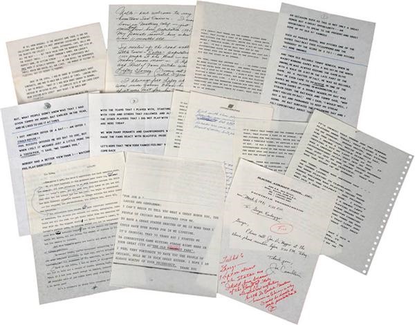Baseball Autographs - Joe DiMaggio Collection of Hand Written and Typed Speeches