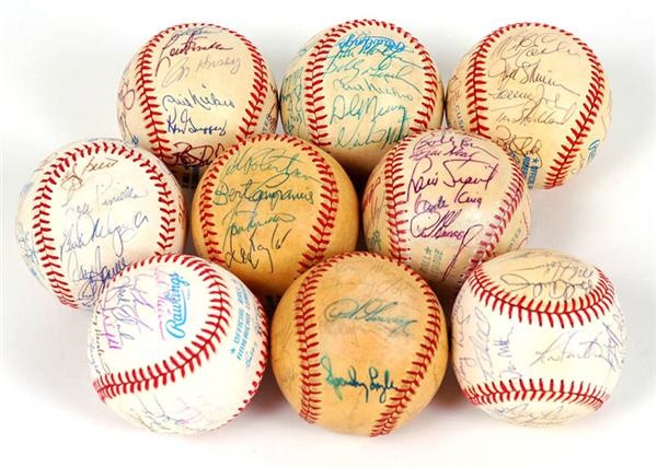 1978-1988 New York Yankees Team Signed Baseballs (9)
