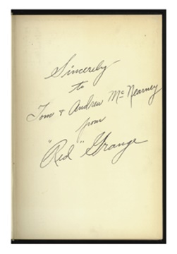 1937 Red Grange Signed Book