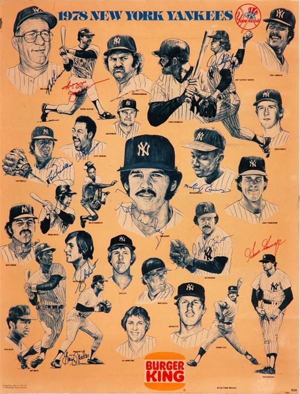 Baseball Autographs - 1978 New York Yankees Team Signed Poster