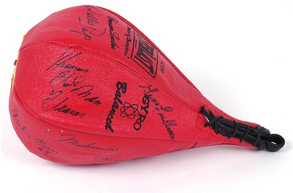 Muhammad Ali & Boxing - Boxing Hall of Famer Signed Speed Bag with Muhammad Ali