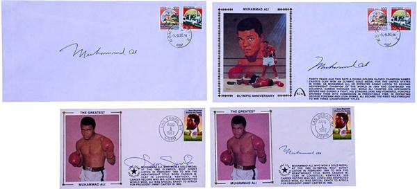 Muhammad Ali & Boxing - (3) Muhammad Ali Signed First Day Covers and (1) Leon Spinks.
