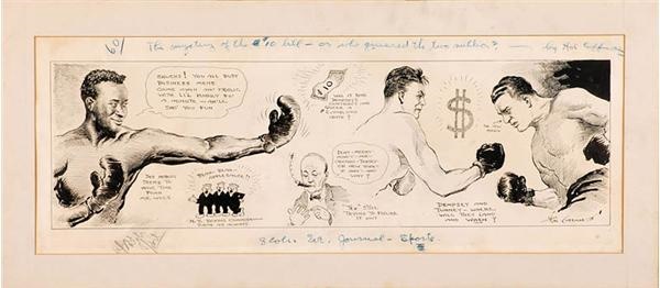 Muhammad Ali & Boxing - 1920s Harry Wills, Jack Dempsey, Gene Tunney Boxing Original Art