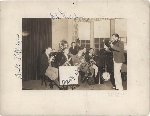Baseball Autographs - Baseball's Hank Greenberg &amp; Mickey Cochrane Signed Orchestra Photo