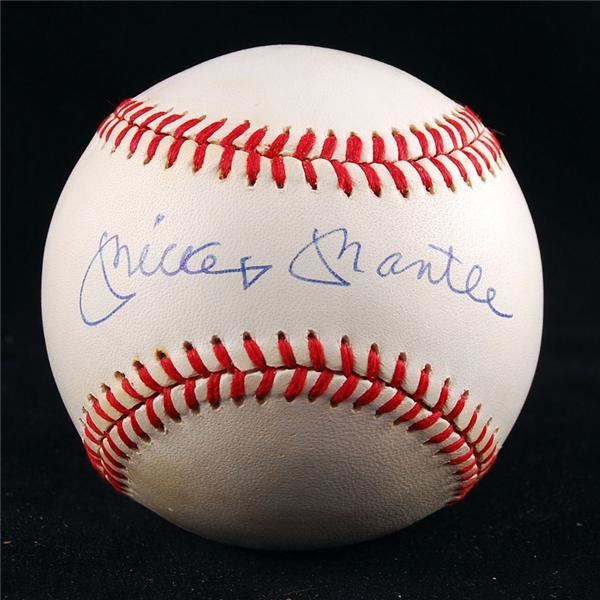 Baseball Autographs - Mickey Mantle Single Signed Baseball JSA