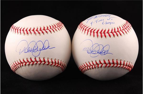 Baseball Autographs - Derek Jeter Signed Baseballs (2) Steiner