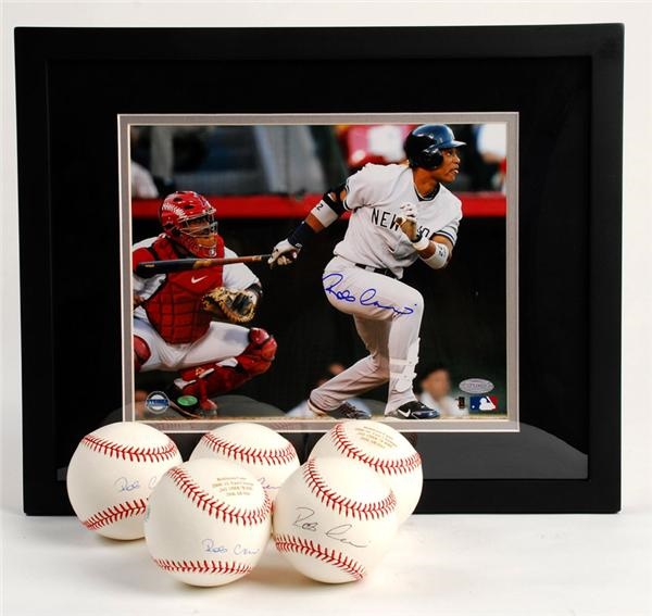 Baseball Autographs - Robinson Cano Signed 8 x 10 Photograph and Baseballs (6)