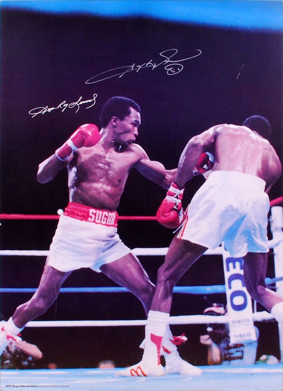 Muhammad Ali & Boxing - Sugar Ray Leonard Signed 20 x 30 Photo Display