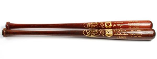 - 1989 & 1990 Baseball Hall of Fame Induction Brown Bats (2)