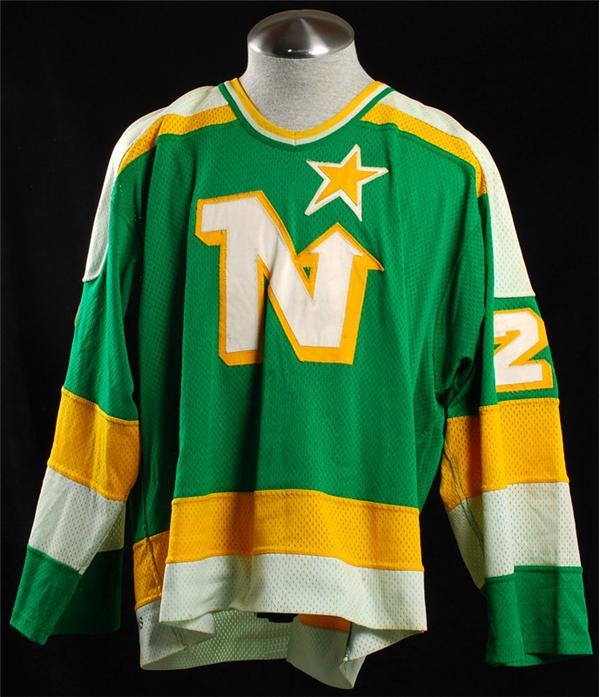 - 1983-84 Gilles Meloche Minnesota North Stars Game Worn Jersey
