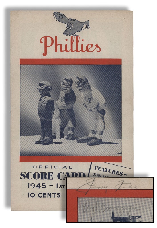Baseball Autographs - 1945 Jimmie Foxx Signed Phillies Program