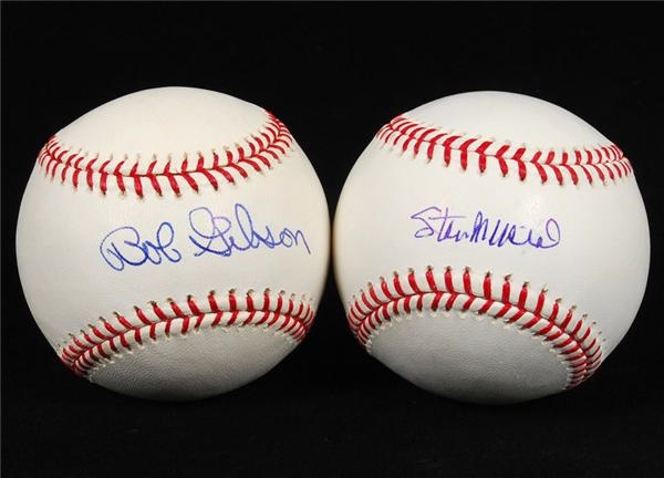 Baseball Autographs - Stan Musial and Bob Gibson Single Signed Baseballs (2)