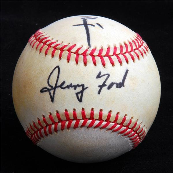 Baseball Autographs - Richard Nixon and Gerald Ford Signed Baseball