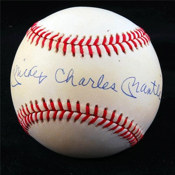 - Mickey Charles Mantle Single Signed Baseball