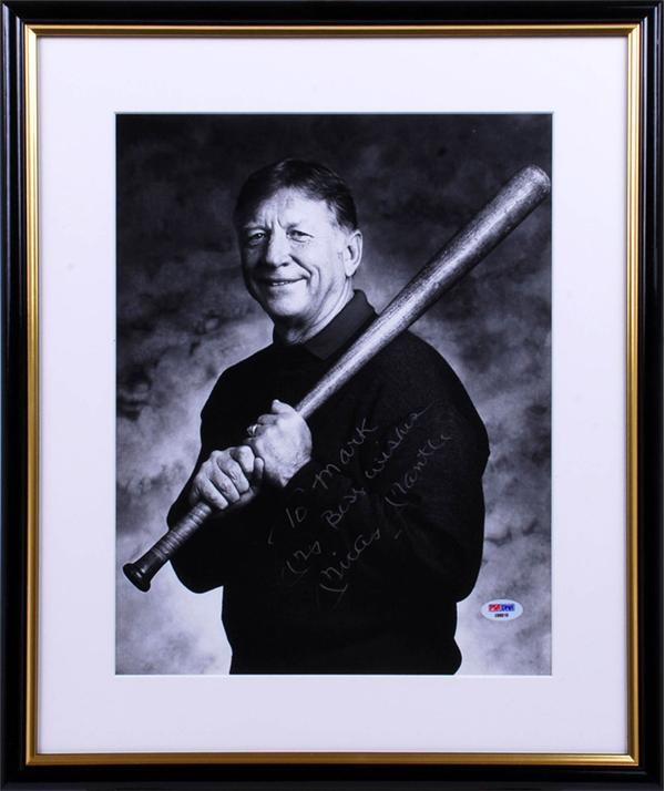 Baseball Autographs - Mickey Mantle Signed 11 X14 Framed Photo
