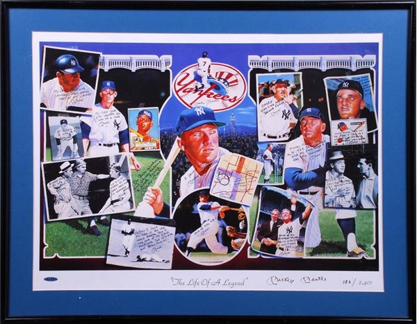 Baseball Autographs - New York Yankees Mickey Mantle Life of a Legend Signed Baseball Print