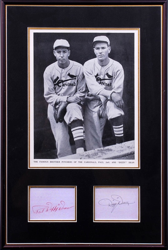 Baseball Autographs - Dizzy & Daffy Dean Signed St. Louis Cardinals Baseball Photo Display