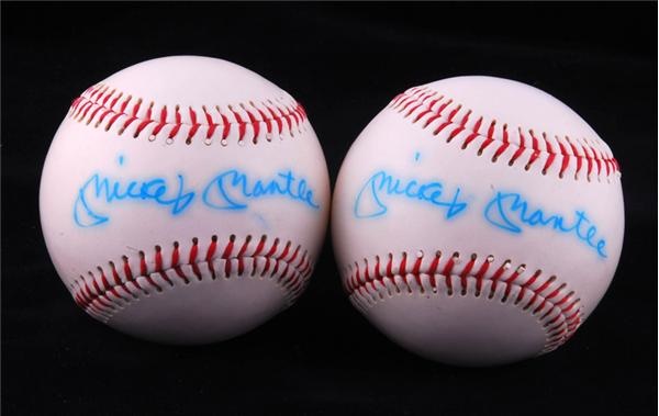 Baseball Autographs - Mickey Mantle Single Signed Baseballs (2)