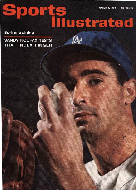 Baseball Autographs - Sandy Koufax Vintage Signed Sports Illustrated Magazine Cover.