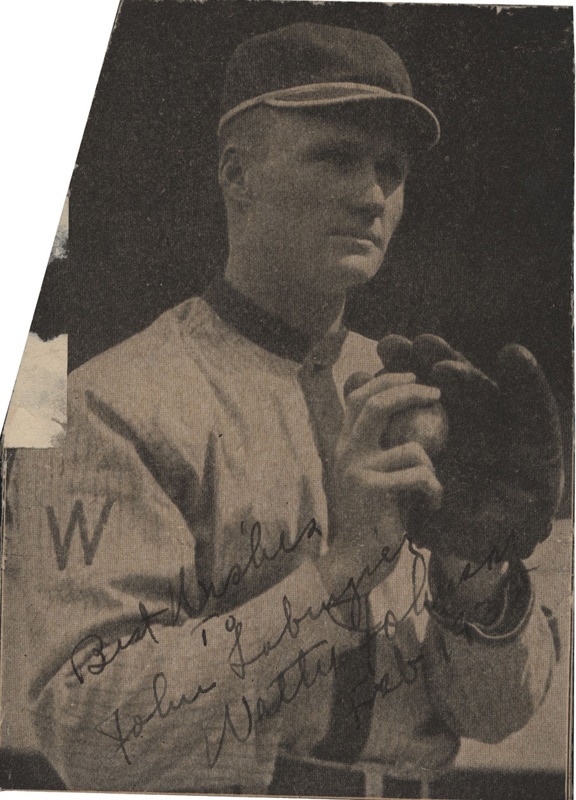 Baseball Autographs - Walter Johnson Signed Photo dated 1935