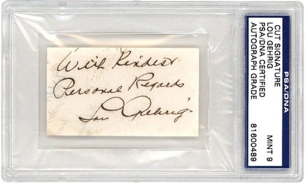 Baseball Autographs - Lou Gehrig Signature (PSA MINT 9)
