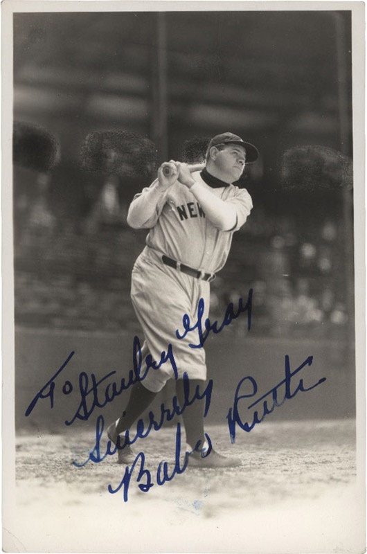 Baseball Autographs - Babe Ruth Signed George Burke Photo
