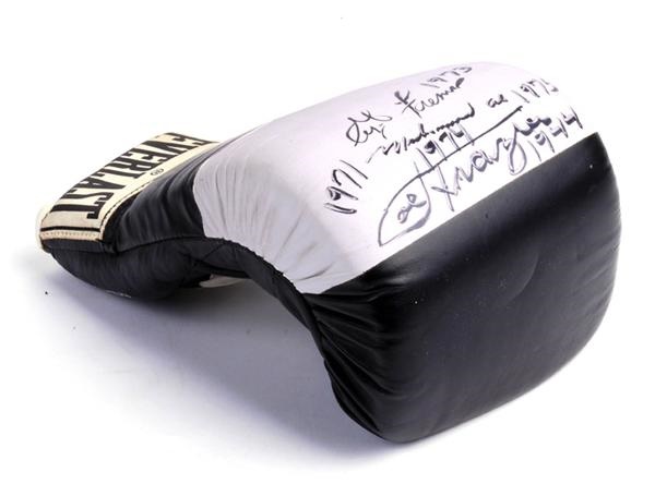 Muhammad Ali & Boxing - Muhammad Ali, Joe Frazier and George Foreman Signed Boxing Glove