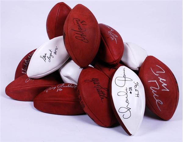 Collection of Single Signed Footballs w/ Stars & HOFers (20)