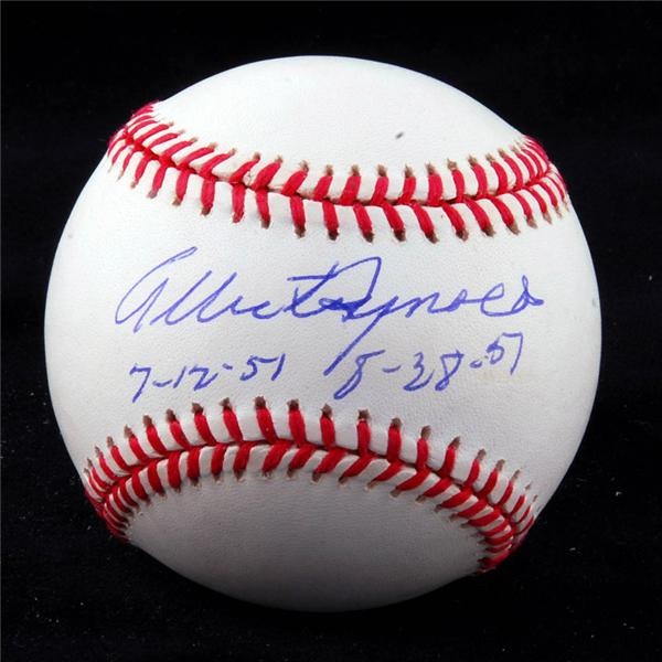 Baseball Autographs - Allie Reynolds Two No-Hitters Single Signed Inscribed Baseball