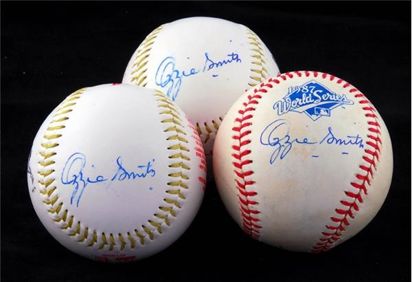 - Three Signed Baseballs From The Ozzie Smith Collection