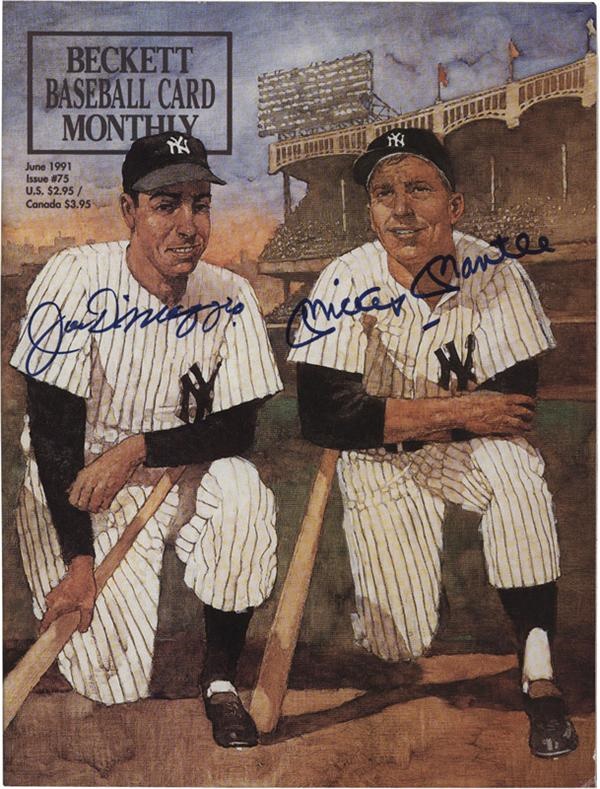 Baseball Autographs - June 1991 DiMaggio & Mantle Signed Beckett Baseball Card Monthly