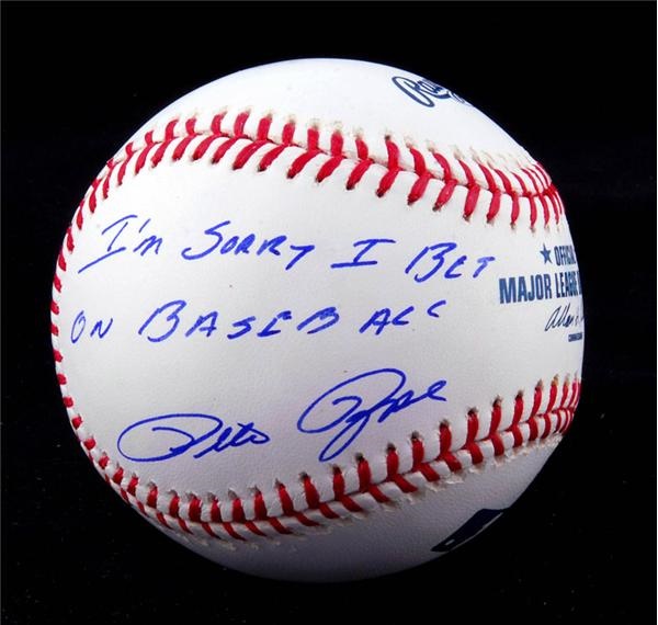 Baseball Autographs - Pete Rose "Sorry I Bet on Baseball" Single Signed Ball