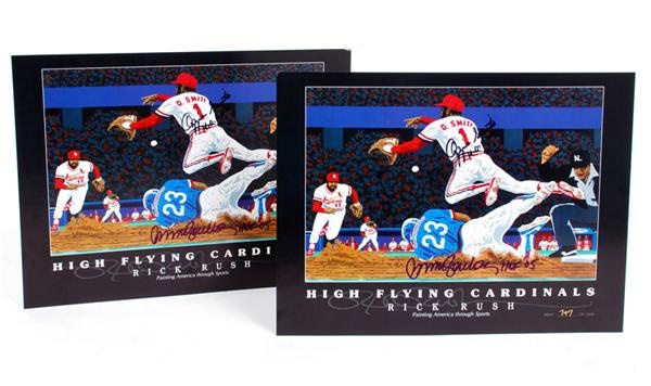 - Ozzie Smith's Personal High Flying Cardinals Signed Prints (2)