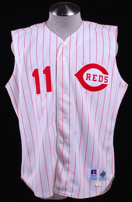 Baseball Equipment - Barry Larkin Cincinnati Reds Game Used Sleeveless Jersey