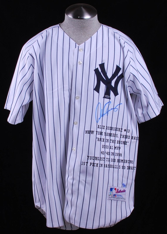 Baseball Autographs - Alex Rodriguez Signed Yankee Baseball Stat Jersey Ltd. Ed. STEINER