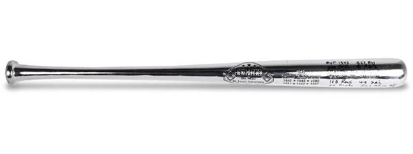 Baseball Autographs - Stan Musial Signed Replica "1943" Ltd. Ed. Silver Trophy Baseball Bat