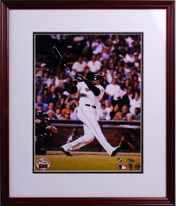 Baseball Autographs - Barry Bonds Signed Baseball Photo Display STEINER