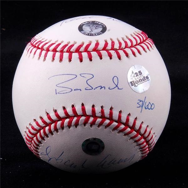 Baseball Autographs - Bonds, Mays & Aaron Ltd. Ed. 600 HR Club Signed Baseball STEINER