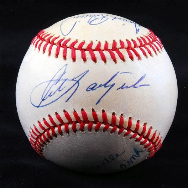 Baseball Autographs - Mantle, Williams, Yaz & F. Robinson Signed Triple Crown Baseball w/ LOA
